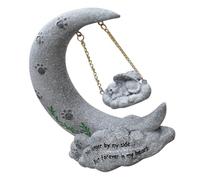 Abaodam Moon Shaped Cat Memorial Stone Synthetic Resin Comfort Express Sympathy Cat Passing Garden Indoor Headstone