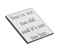 Abaodam Motivational Metal Lapel Pin Brooch Jewelry with Inspirational Quote You Re Not Too Old It's Not Too Late Simple Design Party Favor for Backpack and Clothing Accessories
