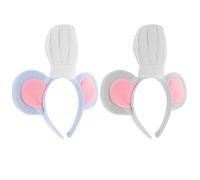 Abaodam Mouse Chef Headband with Ears 2pcs, Blue and Grey Cute Mouse Ear Hairbands for Halloween Costume, Unisex Kitchen Chef Dress-Up Accessory for Party and Photo Props