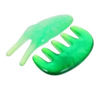 Abaodam Multi-Functional Deep Green 2pcs Massage Set 5-Tooth Scalp Comb and Y-Shaped Eye Scraping Fork for Guasha Therapy, Acupuncture, and Relaxation