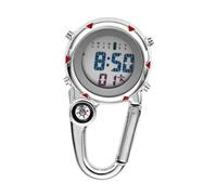 Abaodam Multifunctional Stainless Steel Climbing Watch with Red Carabiner Clip-on Quartz Compass for Outdoor Hiking Paramedics Backpack Use