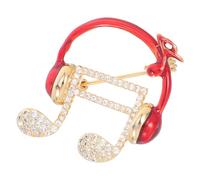 Abaodam Music Note Headphone Brooch Pin for Women, Gold Tone Zircon Micro-Inlaid Lapel Pin, Scarf and Sweater Accessory for Concerts, Parties, and Everyday Wear