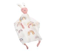 Abaodam Muslin Cotton Baby Security Blanket Newborn Soothing Animal Comforter Soft Breathable Pink Rainbow Rabbit for Infant Sensory Development and Sleep Support