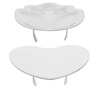 Abaodam Nail Art Mixing Palettes with Silver Heart and Flower Shaped Polish Holder Rings 2pcs Alloy for Convenient and Fast Nail Art at Home or Professional Services a Salon