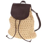 Abaodam National Style Woven Backpack with Adjustable Straps Lightweight Rattan Grass and PU Material Casual Schoolbag for Women Daily Use Shopping and Travel
