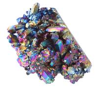 Abaodam Natural Amethyst Crystal Cluster Ornament Plated Colorful Rainbow Decorative Desktop Adornment for Home Office Fish Tank Gardening DIY Crafts Random Style