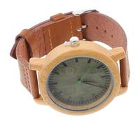 Abaodam Natural Bamboo Wristwatch with Verawood Dial Casual Lightweight Leather Strap Watch for Men Vintage Wooden Timepiece Suitable for Everyday and Business Wear