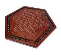 Abaodam Natural Wood Chinese Checkers Board Game for Educational Hexagonal Strategy with Smooth Surface and Glass Marbles for Family Fun and Party