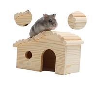 Abaodam Natural Wood Hamster House Door Round Style Hideout for Hamster Guinea Pig Mice
