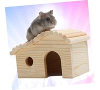 Abaodam Natural Wood Hamster House with Door and Round Safe Wooden Hut for Pet Mice and Small Animals Promotes Nesting and Chewing Instincts Unpainted Small Animal Hideout