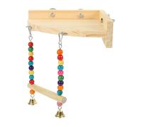 Abaodam Natural Wooden Bird Swing Perch for Parrots and Cockatiels, Iron Frame Triangular Platform for Parrot Cage, Reduces Aggression and Provides Dental Care