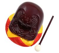 Abaodam Natural Wooden Buddhist Percussion Instrument with Knocking Stick Dark Woodblock for Meditation and Music Education Clear Crisp Sound for Cognitive Development and Temple Use