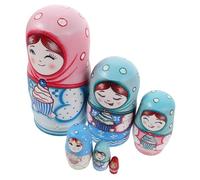 Abaodam Natural Wooden Russian Nesting Dolls Hand Painted Matryoshka Babushka Doll with Layers Educational for Fine Motor Skills and Cultural Home Decor