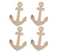 Abaodam Nautical Anchor with Hanging Hole 4pcs Wall Decor Wooden Rustic Wall Art Sculpture Unfinished Wooden Anchor Decorations Beach Marine Seaside for Bedroom or DIY Craft Project