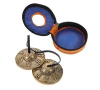 Abaodam Nepal Copper Percussion Cymbals Bell Six-syllable Chant Meditation Bell Set with Carrying Pouch Small Religious Hand Percussion Instrument for Yoga and Spiritual Practice