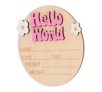 Abaodam Newborn Name Sign and Birth Announcement Plaque for Hospital with Rustic Wooden Design, Deep Pink Infant Progress Card for Nursery Photo Prop and Baby Shower