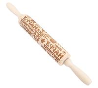 Abaodam Non-Stick Plastic Rolling Pin with Happy Birthday Embossed Pattern for Pastry Decoration and Bread Baking, Reusable Engraved Embossing Rolling Pin for Pastry Decorations