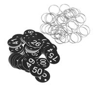 Abaodam Numbered Plastic Discs 100Pcs Circular Labels with Metal Rings for Pool Lockers and Daily Keychain Identification in Black