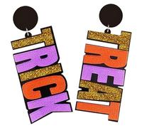 Abaodam Oversized Acrylic Glitter Alphabet Earrings Women’S Asymmetrical Colorful Drop Earrings Halloween Spooky Trick or Treat Jewelry for Women