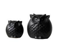 Abaodam Owl Not 2pcs Ceramic Black Desktop to Figurines Decor Decoration Or Set, Unique Cartoon Style Owls Easy Knock, Indoor for Home Office