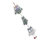 Abaodam Owl Reflective Garden Pendant with 2 Bells, 66cm Rhombus Hanging Reflector, Outdoor Scare Device for Bird Prevention and Garden Protection