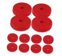 Abaodam Pads, Layer Stable Support Compatibility Universal Design Pad 12pcs Red Felt Kit with Double Foot for Protection Accessories Drum Cymbal Practice