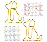 Abaodam Paper Clips Convenient Clips Cute Dog Shaped Paperclips 50pcs Metal Smooth and Beautiful Random Color for Cards and Bookmarks Office