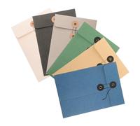 Abaodam Paper File Pouches Document Folders 6pcs with String Button Design, Large Capacity Made of Paper and String, Protect from Curling and Damage, Suitable for Home and School Use