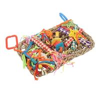 Abaodam Parrot Chewing Toy and Foraging Woven Sea Grass Hanging Mat Sturdy Bird Cage Accessory for Cockatiels Conures Macaws Small to Medium Birds Color Assorted style