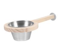 Abaodam Parrot Feeding Bowl and Water Supply Feeder with Stainless Steel Food Container and Wood Perch, Easy to Install on Pet Wire Cage, Providing Comfortable Living Environment for Birds