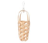 Abaodam Parrot Foraging Basket with Hook Lightweight Bird Chew for Pet Chicks and Parrots Oral Health Exercise Multifunctional Natural Wood Color