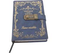 Abaodam Password Lock Notebook Plain Multi-Function Leather Notepad for Business Writing Students Portable Use