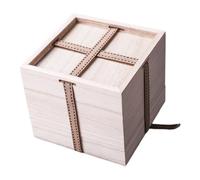 Abaodam Paulowina Tea Cup Box Wooden Storage Box Square Design Yellow Cotton Interior for Packaging and Display Purposes