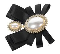 Abaodam Pearl Bow Brooch Pin for Women, Black Rhinestone Lapel Pin, Decorative Shirt Accessory for Suit, Scarf, and Backpack, Classic Court Style Jewelry