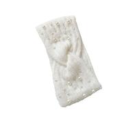Abaodam Pearl Cross Knitted Headband Winter Hair Band for Women, Plush Warm Ear Warmer Hairband, Cozy White Autumn and Winter Accessory