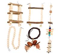 Abaodam Perch with Hanging Branches for Large Parrots and Parakeets Chew for Cage Birds Includes Movable Hooks for Easy Attachment and Foot Stress Relief