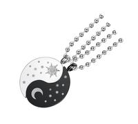Abaodam Personality Sun Moon Stitching Necklace Couple Friends Pendant Pendant Neck Decor Black Titanium Steel Chain Skin-friendly Light Material Fashion Jewelry