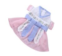 Abaodam Pet Cat and Dog Chinese Style Hanfu Skirt Comfortable Breathable Dress with Blossom and Blue Ribbon, M Size for 6-9lb Cats, Decorative Pet Party Costume Clothing