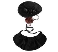 Abaodam Pet Costume for Dogs and Cats Lightweight Black Polyester Halloween Outfit with Comfortable and Breathable Cloak, Hat, and Wig Set for Holiday and Festival Celebrations