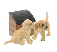 Abaodam Pet Dog With House kennel Set Miniature Fairy Garden Accessories Realistic Puppy Figures Playset for Dollhouse Pets Animal Statues Collection Decoration Craft Cake Topper