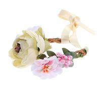 Abaodam Pet Flower Headband for Cats Dogs Rabbits Hamsters Cute Beige Floral Wreath Hair Garland Comfortable Pet Headdress for Photos and Special Occasions