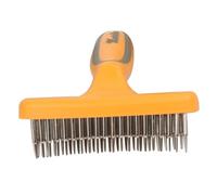 Abaodam Pet Grooming Rake Double Row Metal Teeth Shedding Brush for Dogs and Cats Comb with Comfortable Handle for Detangling and Massaging Pets