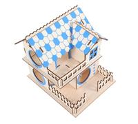 Abaodam Pet Hamster Villa Double-layer Wood House with Climbing Rack for Small Pets No Odor and Long Serving Life Suitable for Personal Home
