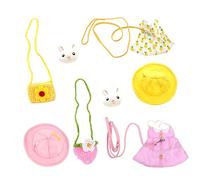 Abaodam Pet Rabbit Harness and Clothes Set, Small Size Cotton Fabric, Warm Hat and Leash Included, Suitable for Guinea Pigs and Baby Rabbits, Cute Costume Accessories for Indoor and Outdoor Use