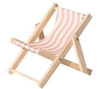 Abaodam Phone Stand for Desk - Wooden Mobile Phone Holder with Cute Beach Chair Design, Foldable Canvas Deckchair Dock for Office Essentials, Miniature Business Card Display & Boho Desktop Decor