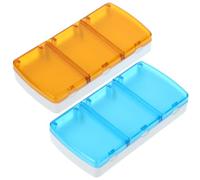 Abaodam Pill Organizer with 3 Compartments Travel Small Medicine Storage Box 2pcs Reusable Wear-Resistant Case for Morning and Night Medication