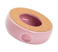 Abaodam Pink Ceramic Candle Holder and Practical Teapot Warmer with Wooden Base, Convenient Heating Tool for Home Kitchen Tea Pot Heating