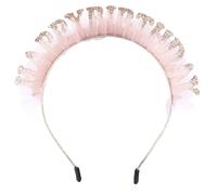 Abaodam Pink Lace Hairband for Birthday Party with Letters, Elegant Alloy Hair Accessory, Unique Design Suitable for Daily Life and Celebrations