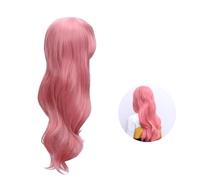 Abaodam Pink Long Curly Cosplay Wig for Women Natural Looking Synthetic Hairpiece for Party Dancing Stage Performance Halloween Costume
