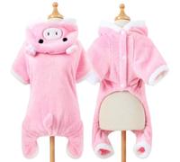 Abaodam Pink Pig Dog Costume Cute Pet Outfit for Halloween and Christmas, Comfortable Coral Fleece Material, Easy in Size Xs for Dogs and Cats